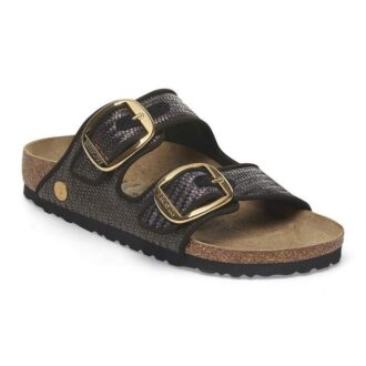 Arizona Big Buckle Textile Raffia Black