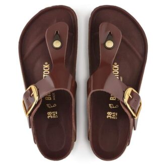 Gizeh Big Buckle Natural Leather Patent High Shine Chocolate