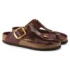 Gizeh Big Buckle Natural Leather Patent High Shine Chocolate