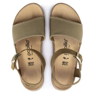 Glenda Suede Leather-Textile Faded Khaki