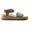 Glenda Suede Leather-Textile Faded Khaki