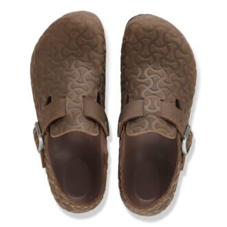 London Single Strap Natural Leather Embossed
