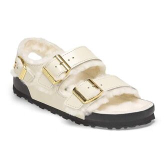 Milano Shearling Natural Leather-Shearling High Shine Ecru